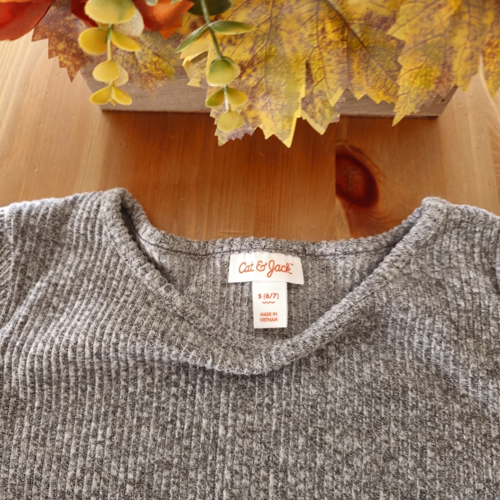 Cat & Jack - Girls' Long Sleeve Cozy Dress - Heather Grey - Picture 7 of 10
